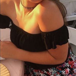 black off the shoulder crop top